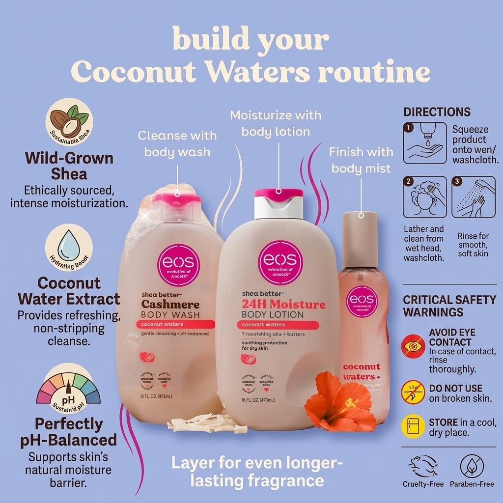 eos Cashmere Body Wash Coconut Waters – Creamy Gel with Shea Butter 16 fl oz - Image 8