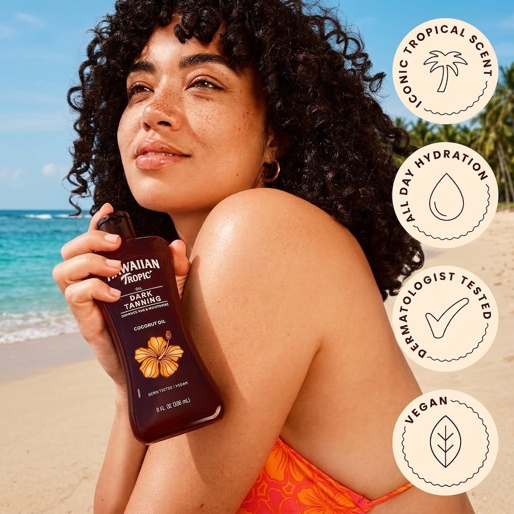Hawaiian Tropic Dark Tanning Oil – 8 Fl Oz (2 Pack) Moisturizing Body Oil with Cocoa Butter - Image 4