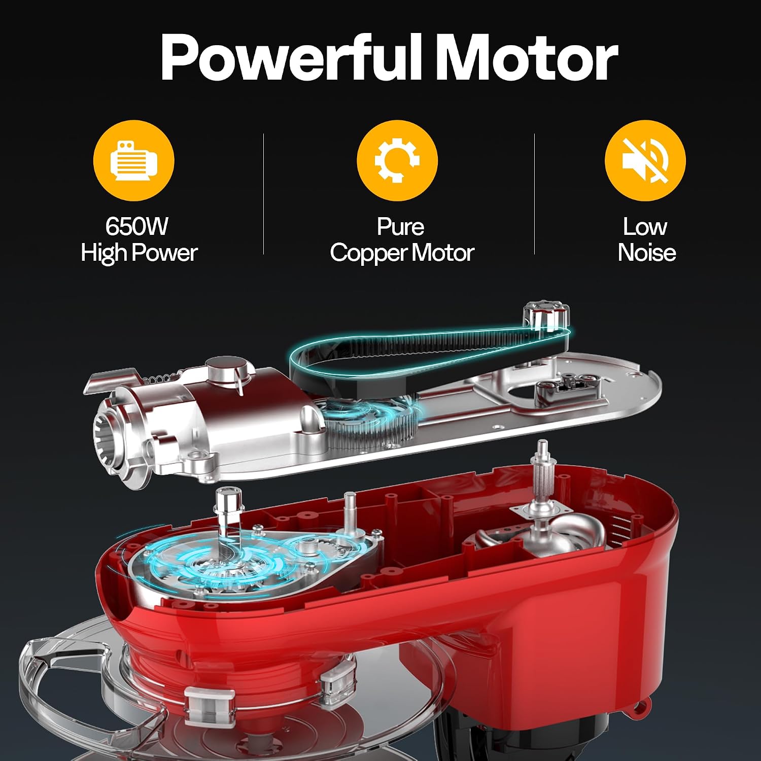 VIVOHOME 6-Quart Stand Mixer – 3-in-1 Red - Image 3