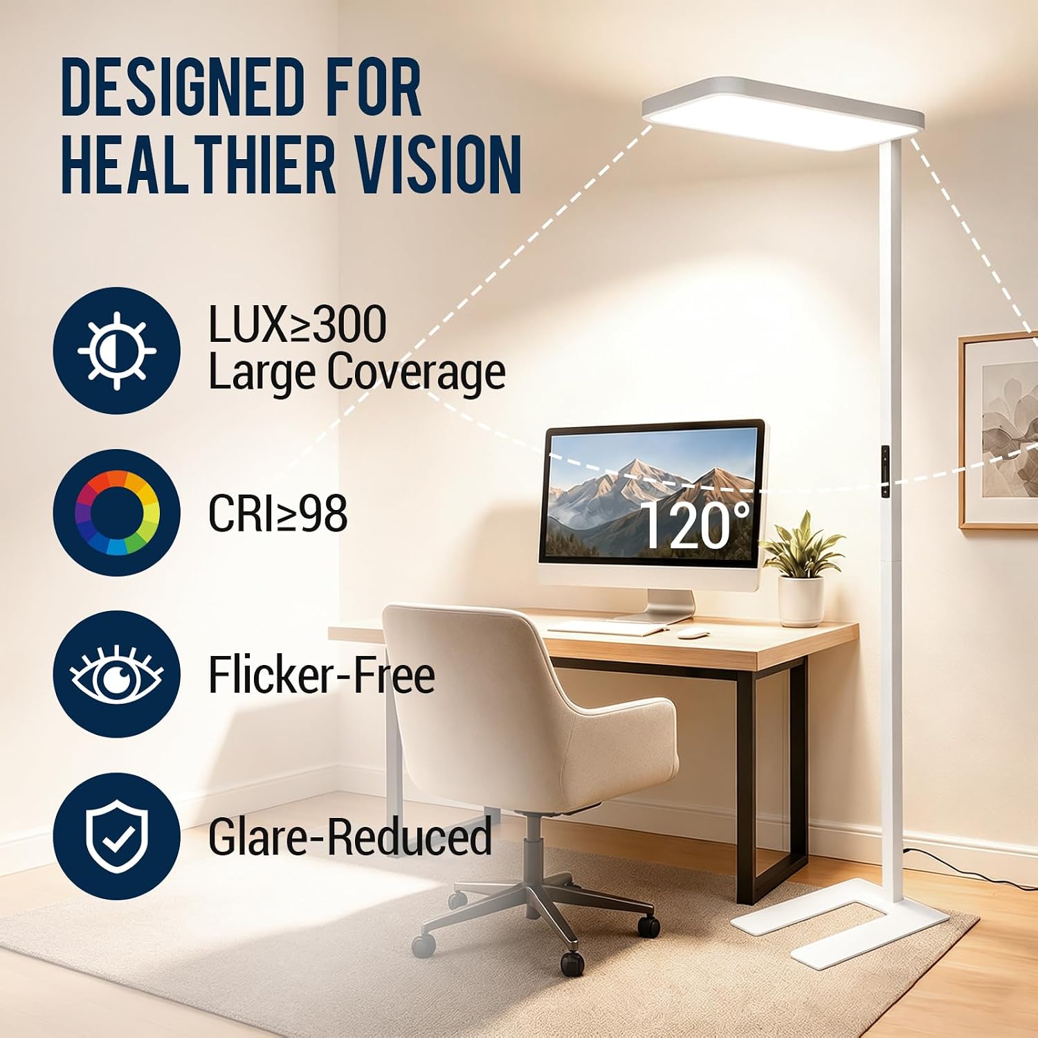 77" Modern LED Floor Lamp – Dual Up light & Downlight, Stepless Dimming - Image 3
