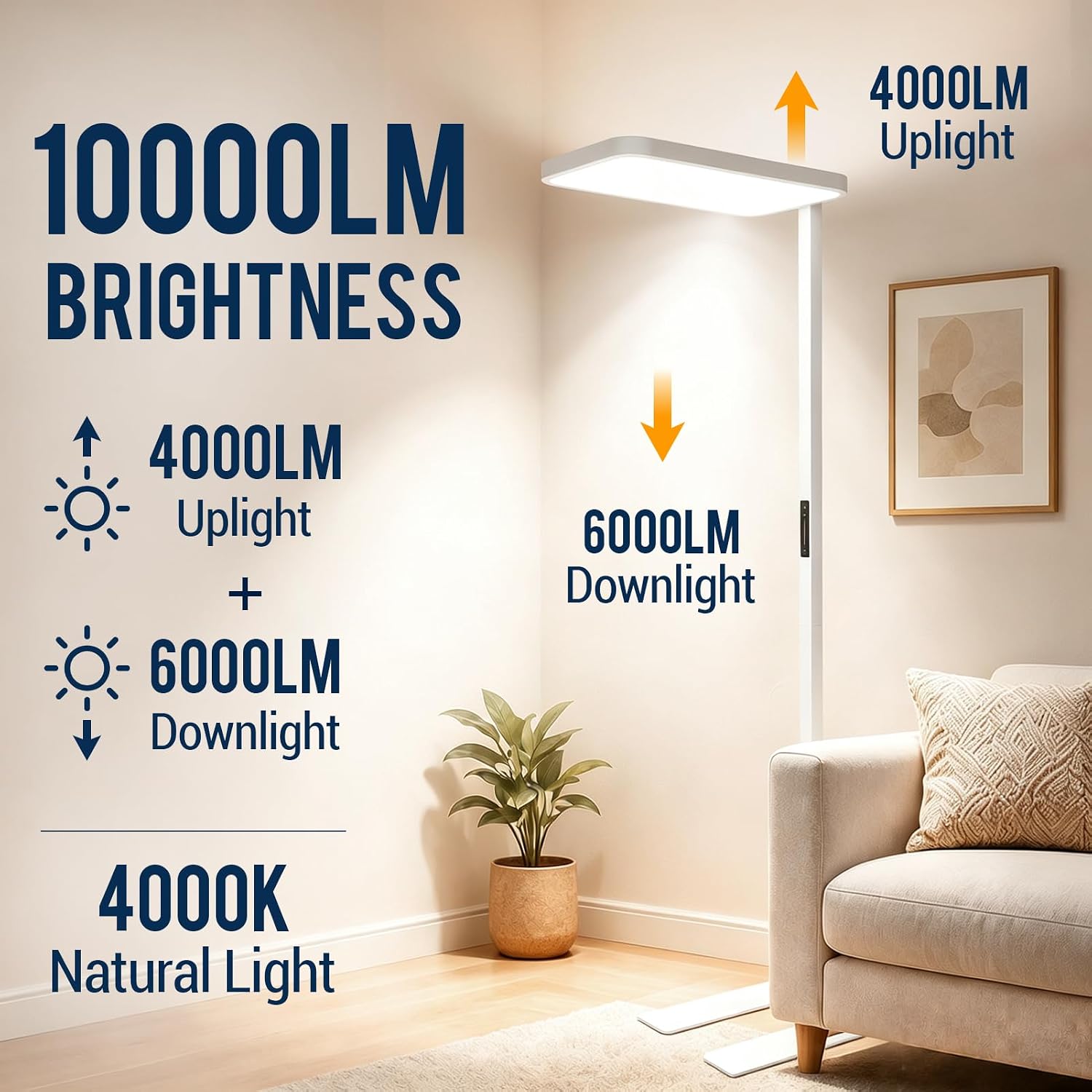 77" Modern LED Floor Lamp – Dual Up light & Downlight, Stepless Dimming - Image 7