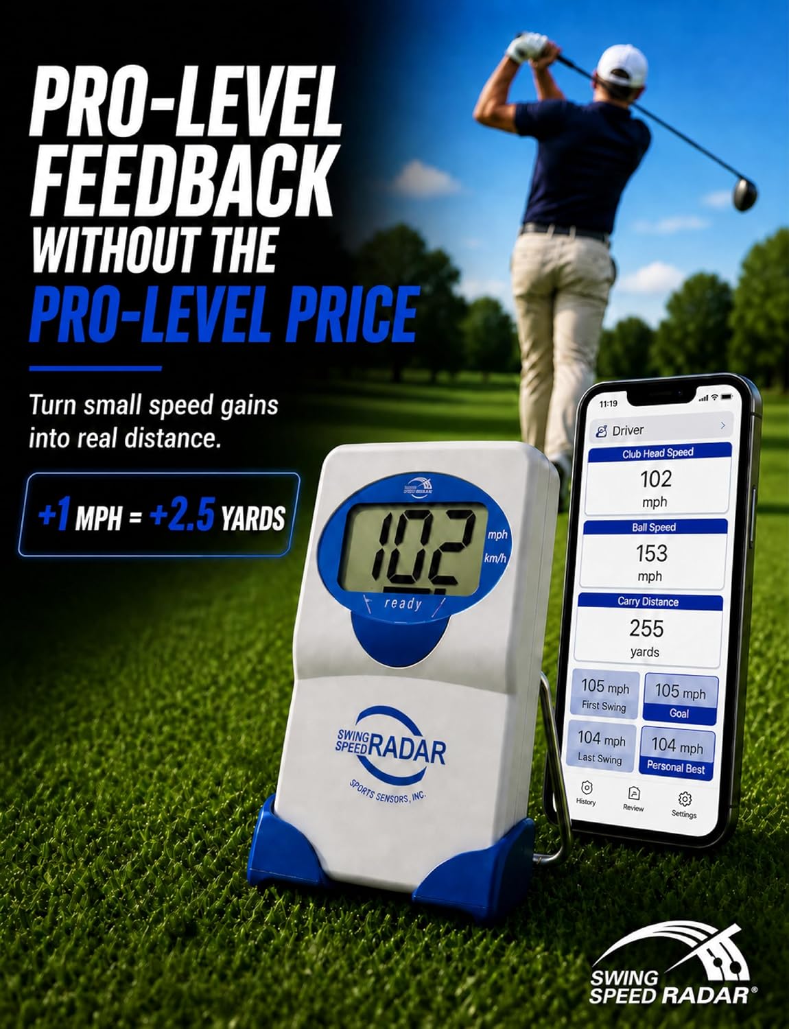 Doppler Radar Golf Swing Trainer – Club Speed & Distance Measurement Tool - Image 3