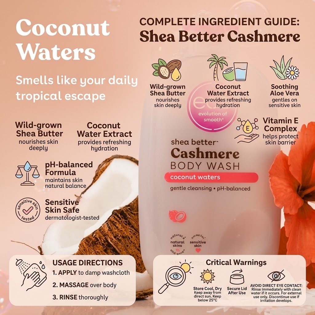eos Cashmere Body Wash Coconut Waters – Creamy Gel with Shea Butter 16 fl oz - Image 3