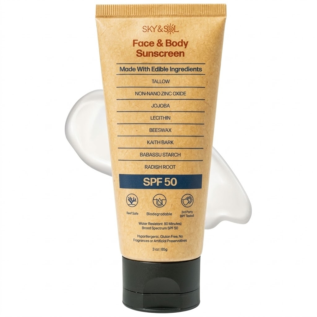 Sky and Sol Mineral Sunscreen SPF 50 – Grass-Fed Tallow & Zinc Oxide